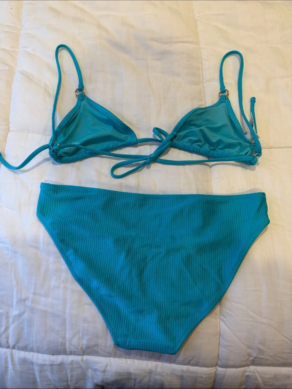 aerie Teal Ribbed Triangle Bikini Set